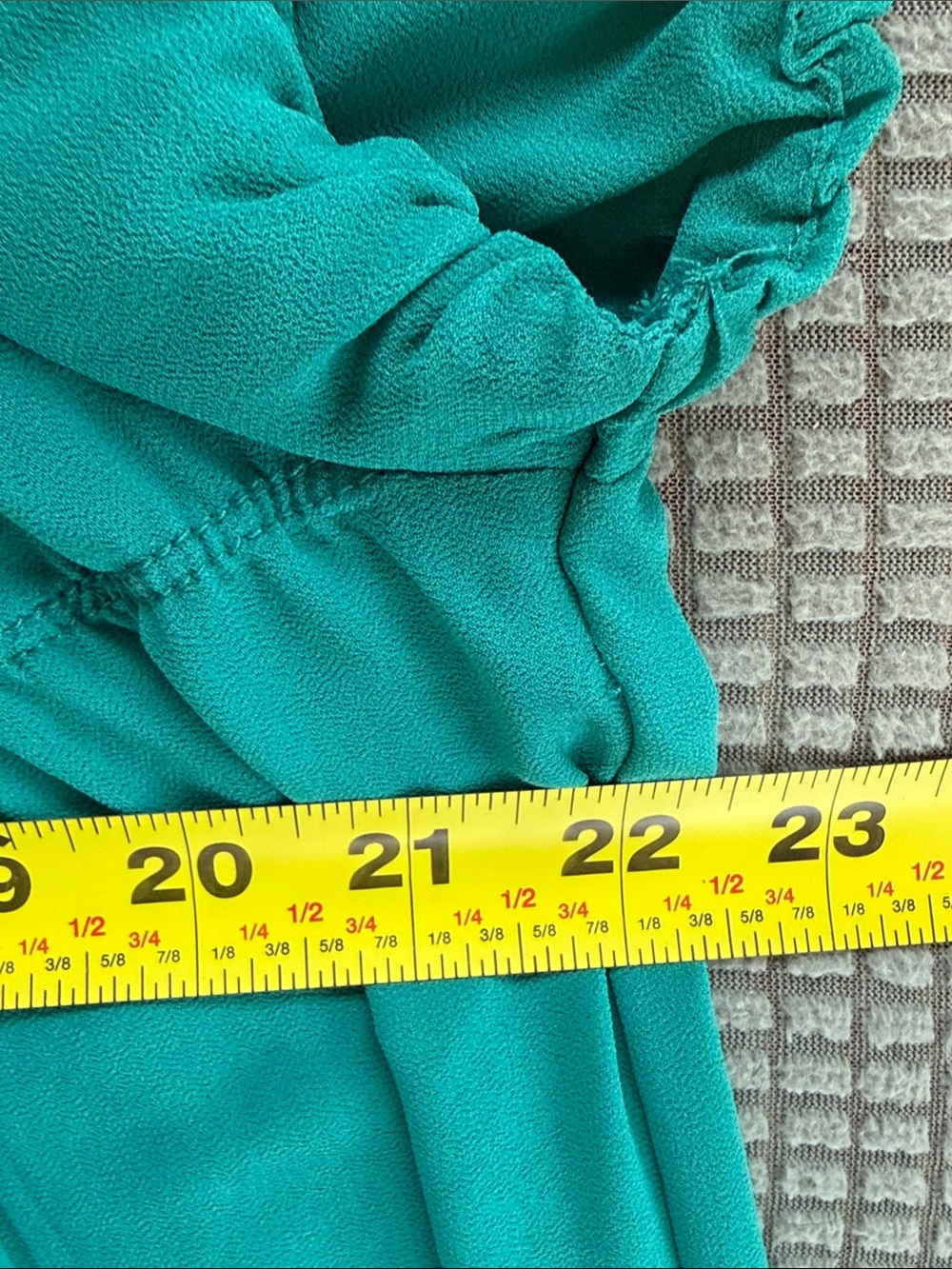 Teal Short-Sleeve Blouse - Gathered Yoke - Picture 6 of 8